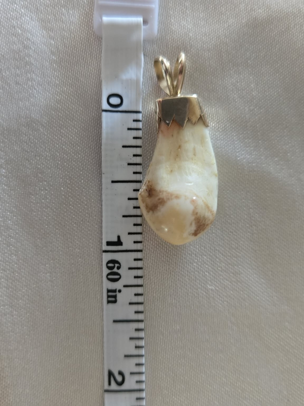 14k Gold-Capped Cream and Brown Ivory Elk Tooth Pendant